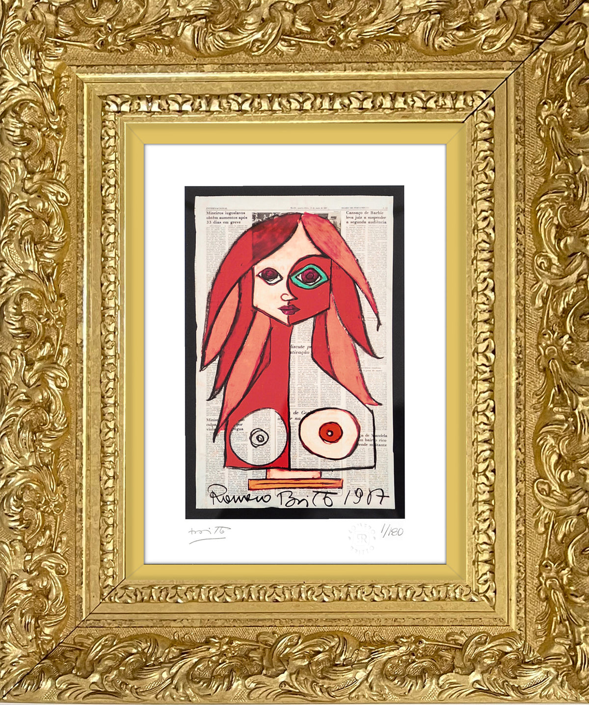 Romero Britto red limited edition print  contemporary pop art piece