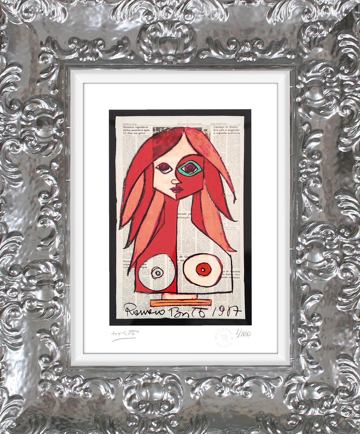 Romero Britto red limited edition print  colorful pop art design