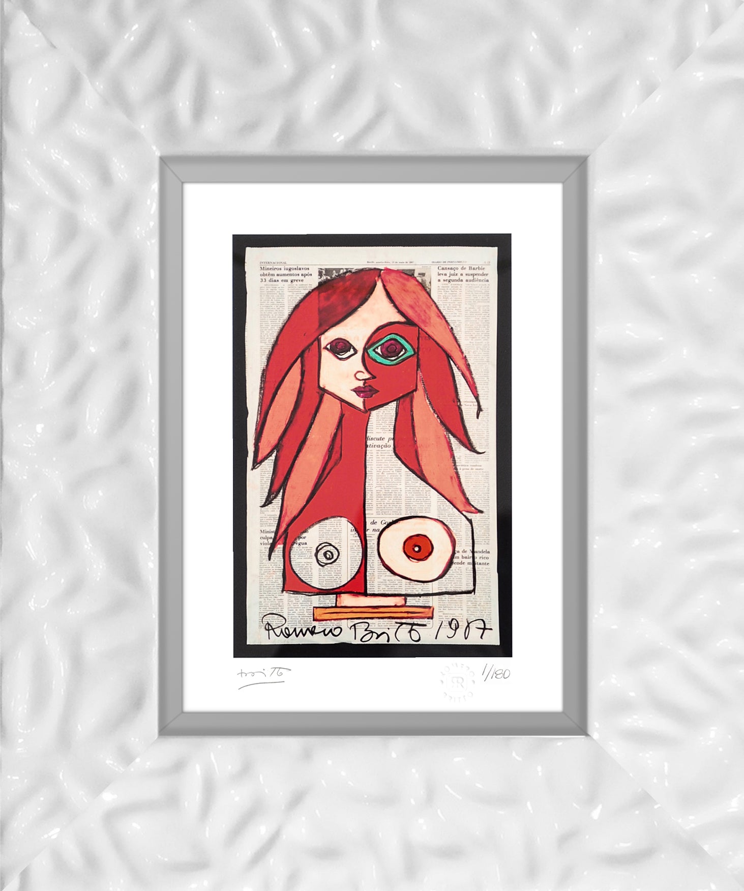 Romero Britto red limited edition print  colorful pop art design