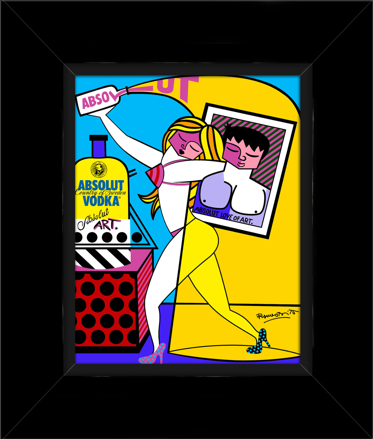 Romero Britto absolut i open edition print  contemporary pop art piece