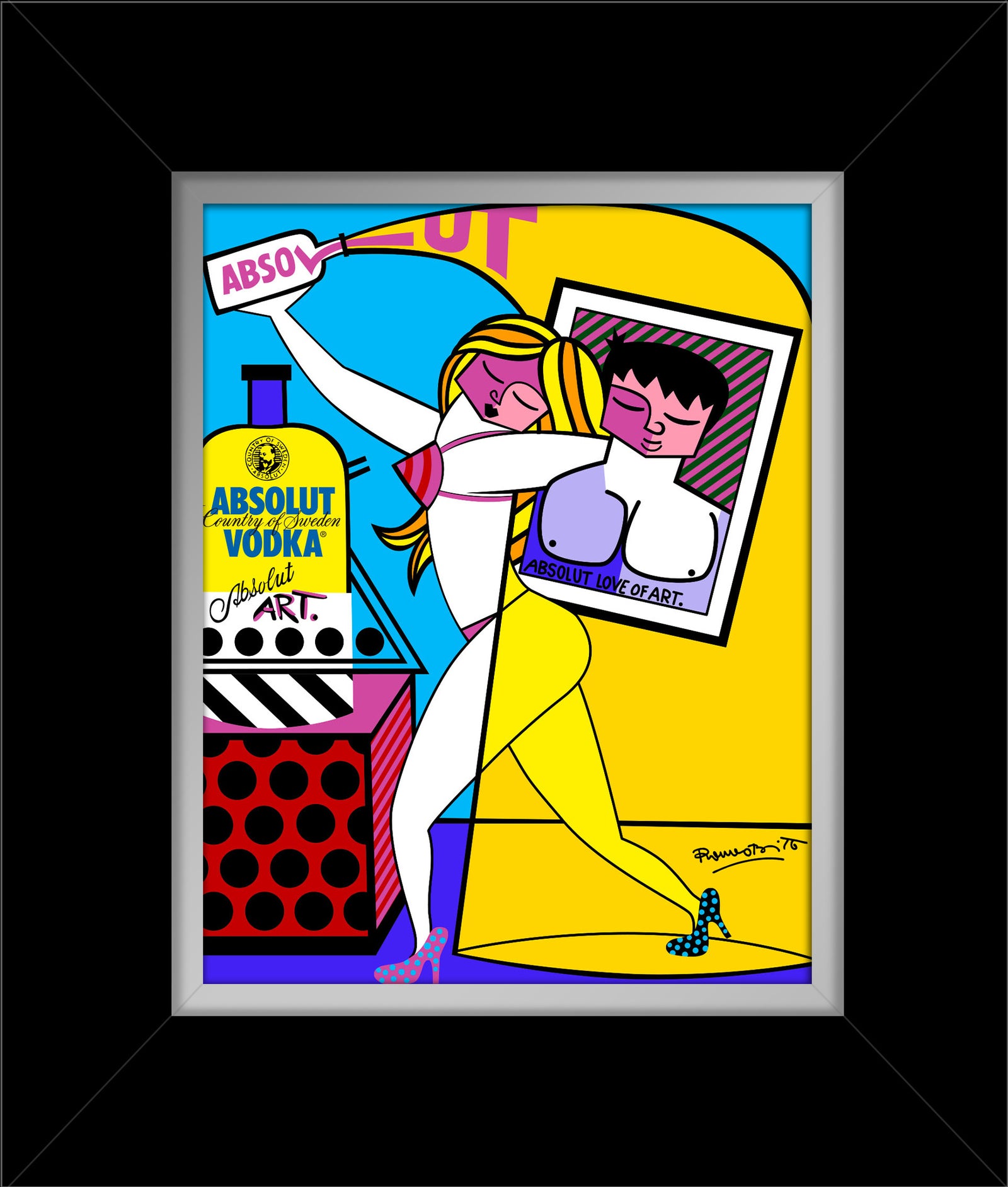 Romero Britto absolut i open edition print  colorful pop art design