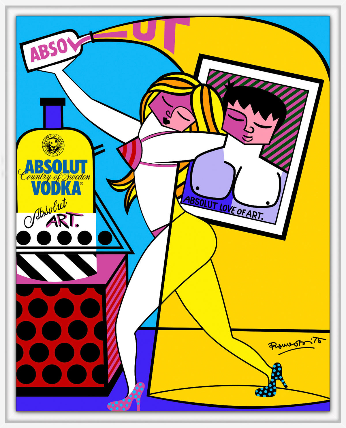 Romero Britto absolut i open edition print  contemporary pop art piece