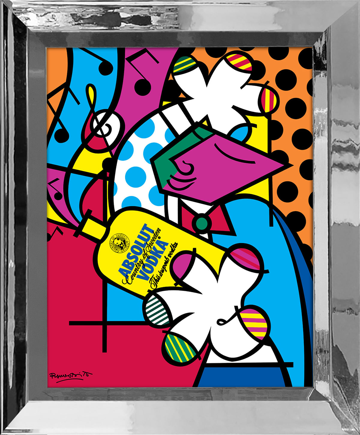 Romero Britto absolut iii open edition print  colorful pop art design