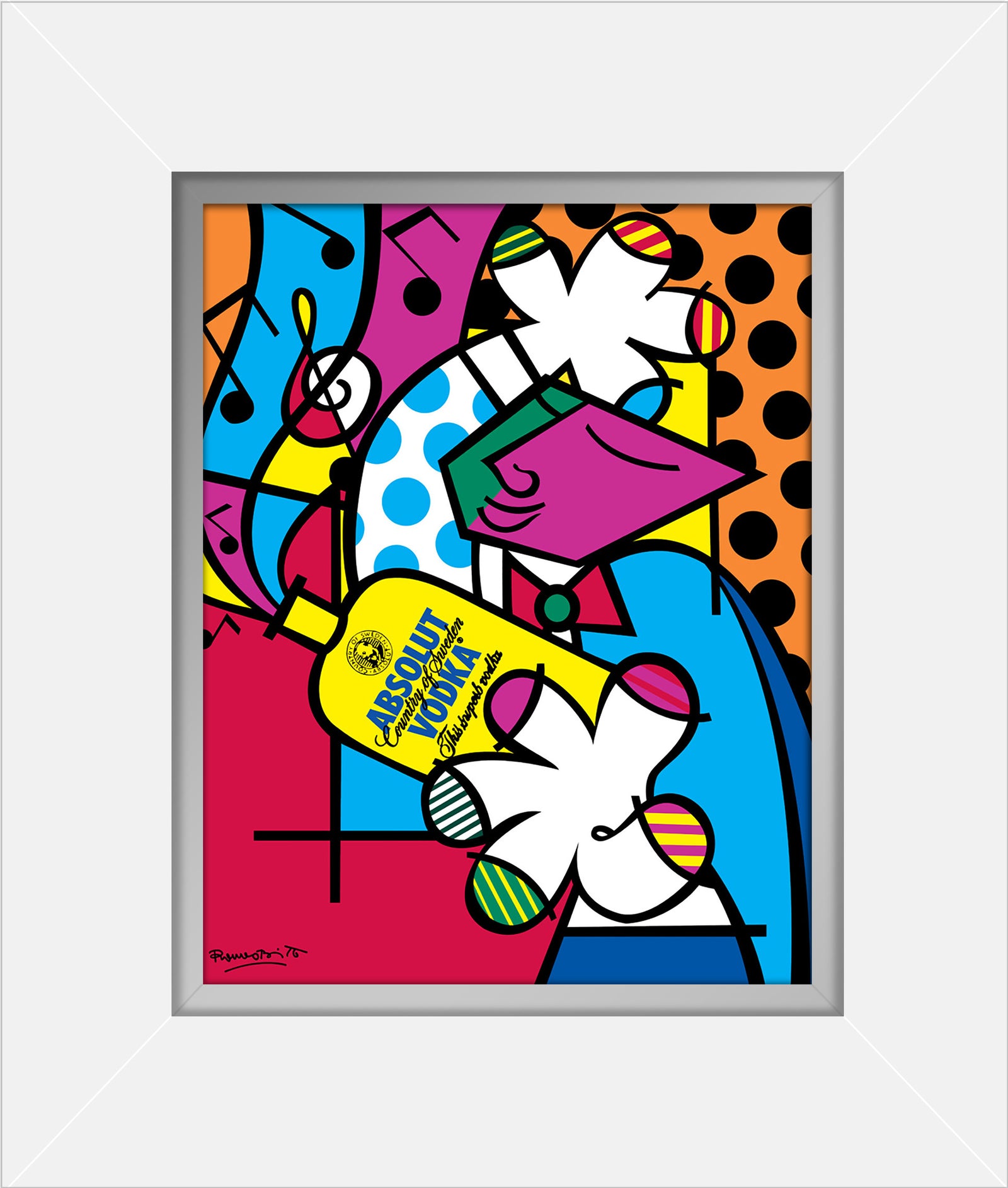 Romero Britto absolut iii open edition print  colorful pop art design