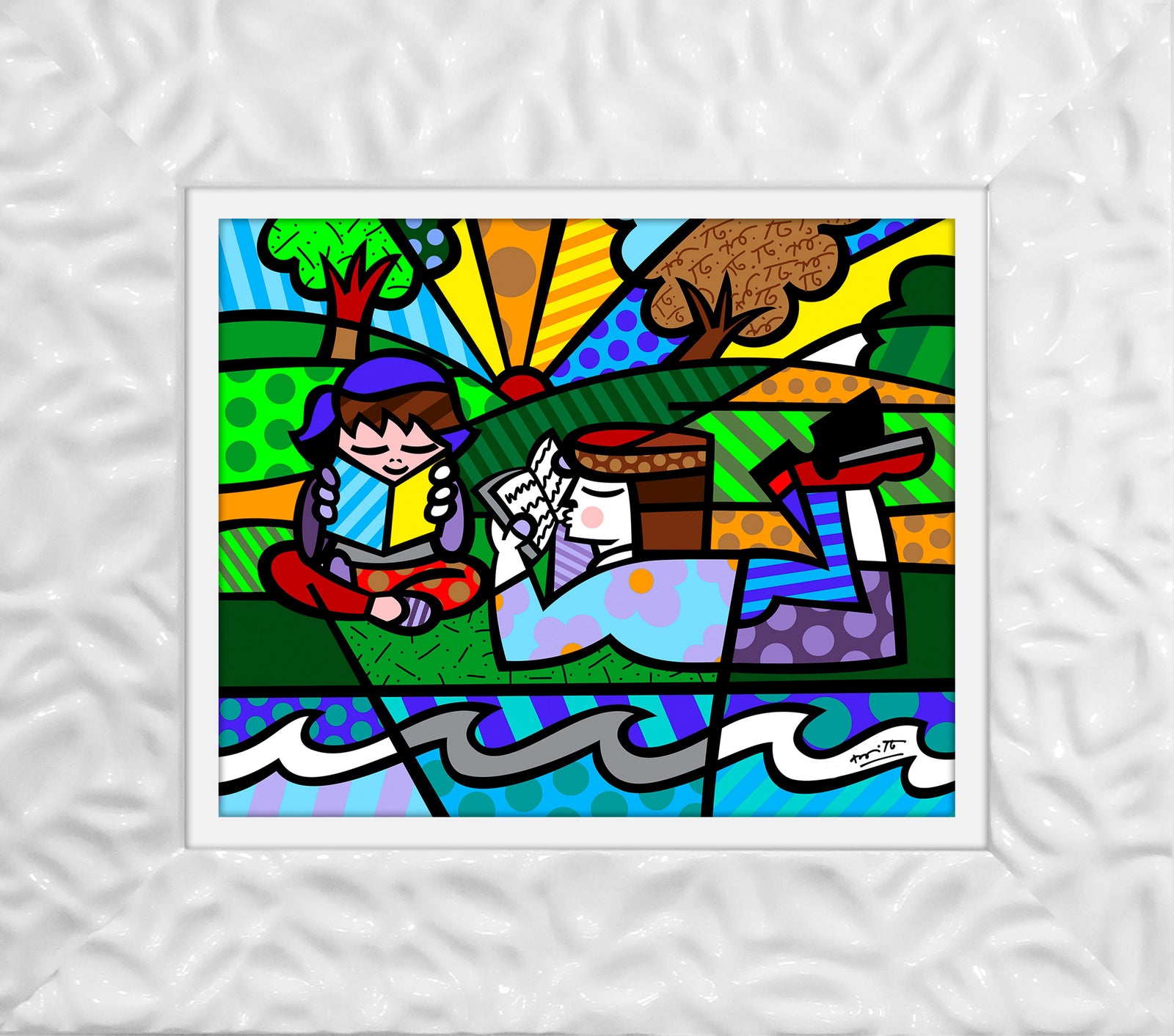 modern pop art reading in the park limited  vibrant home decor