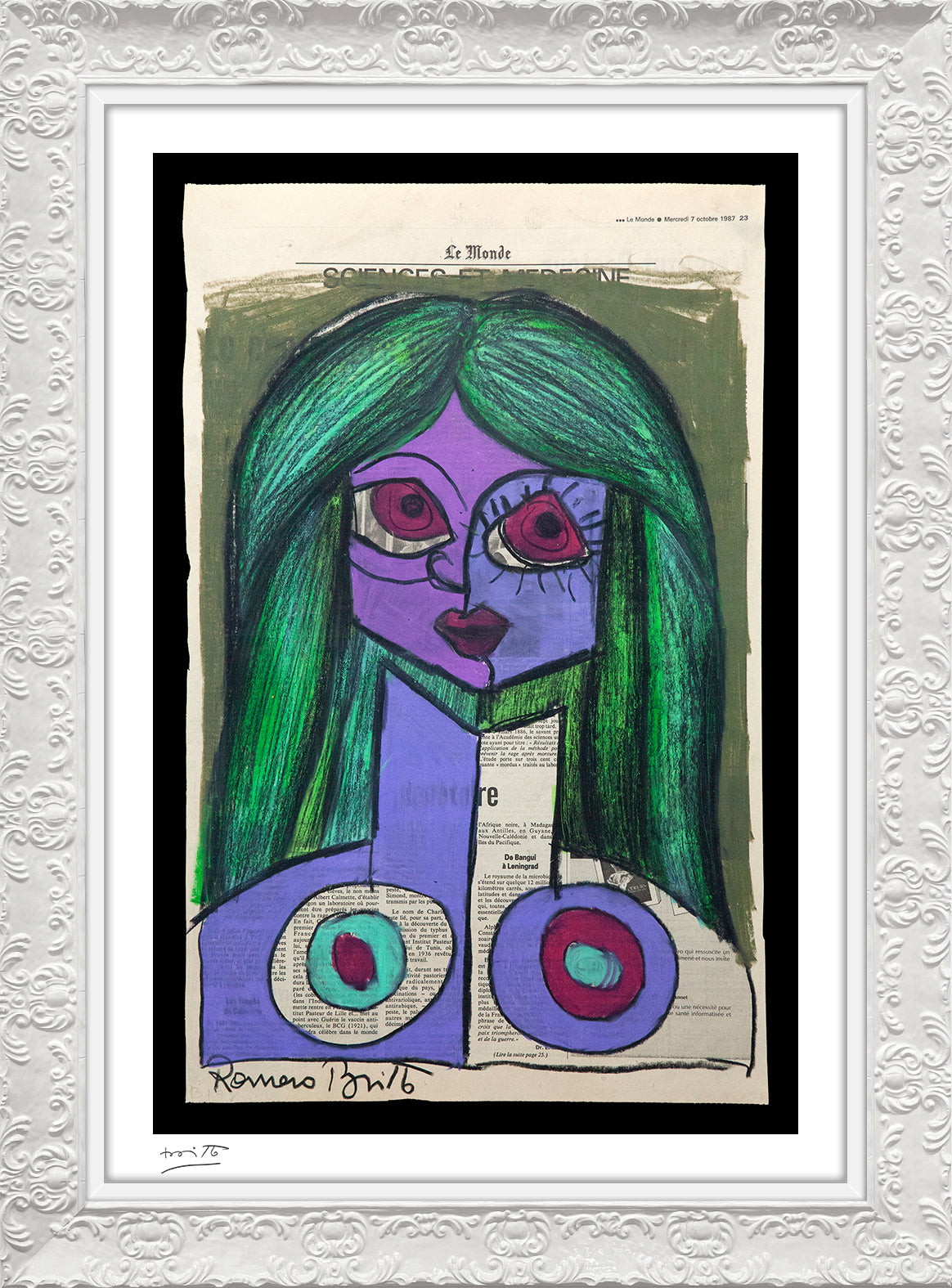 Romero Britto le monde limited edition print  contemporary pop art piece