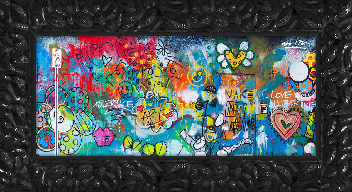 Romero Britto the wall limited edition print  colorful pop art design