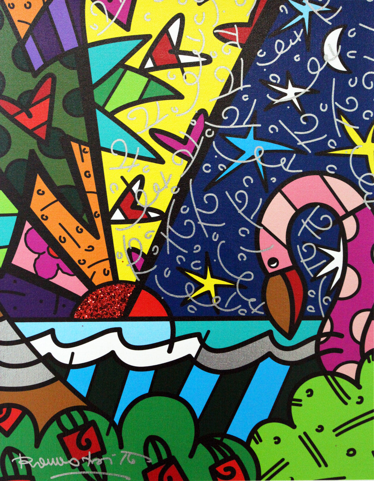 Romero Britto real limited edition print  colorful pop art design