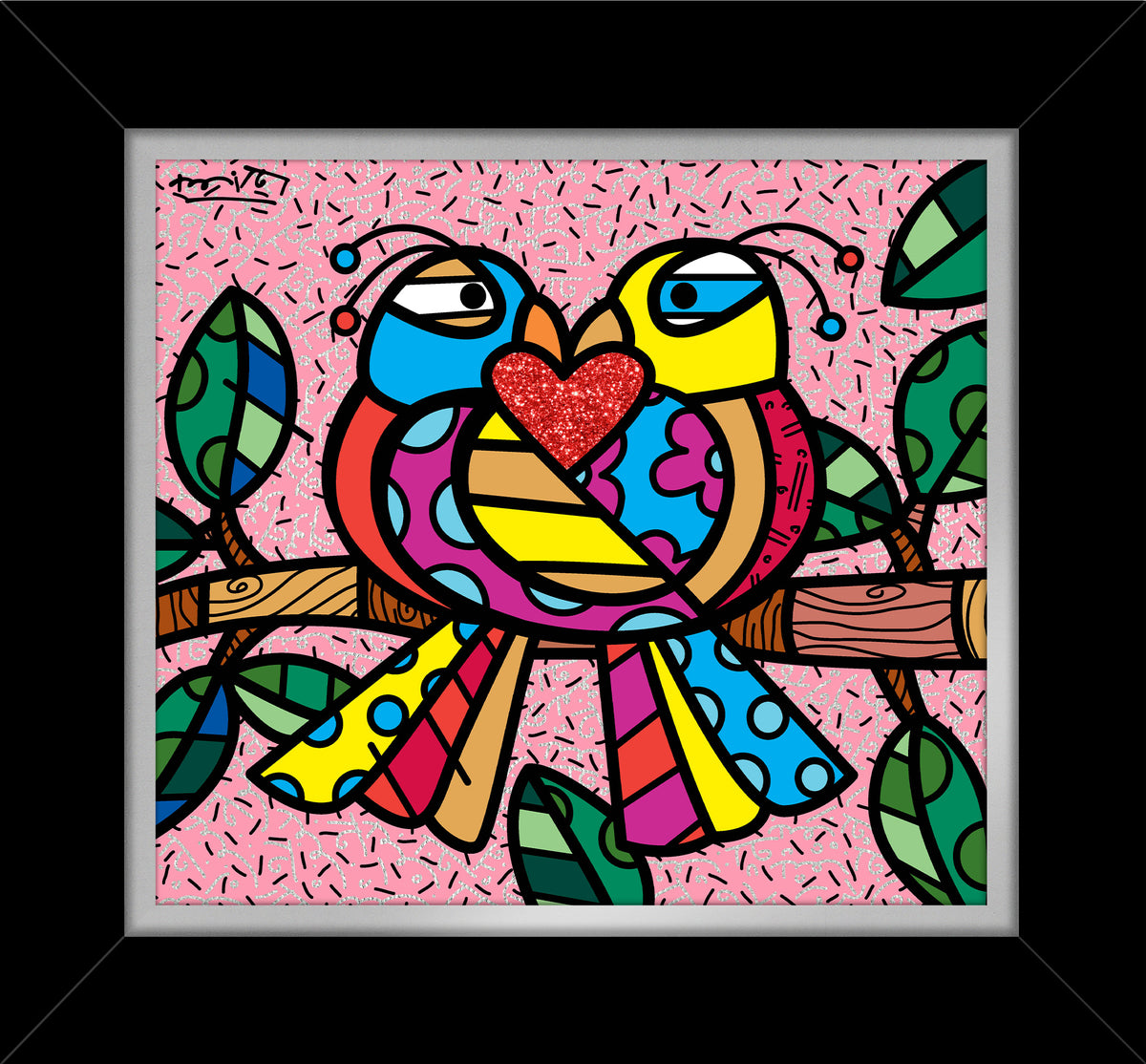 love birds pink limited edition  artistic colorful design collectible