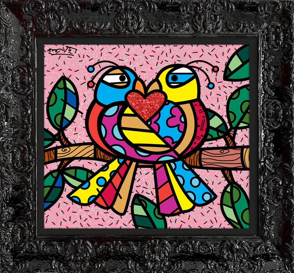 love birds pink limited edition  artistic colorful design collectible