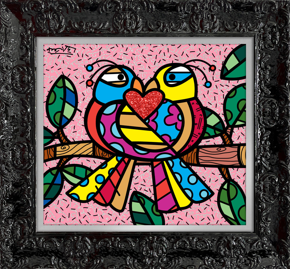 modern pop art love birds pink limited edition  vibrant home decor