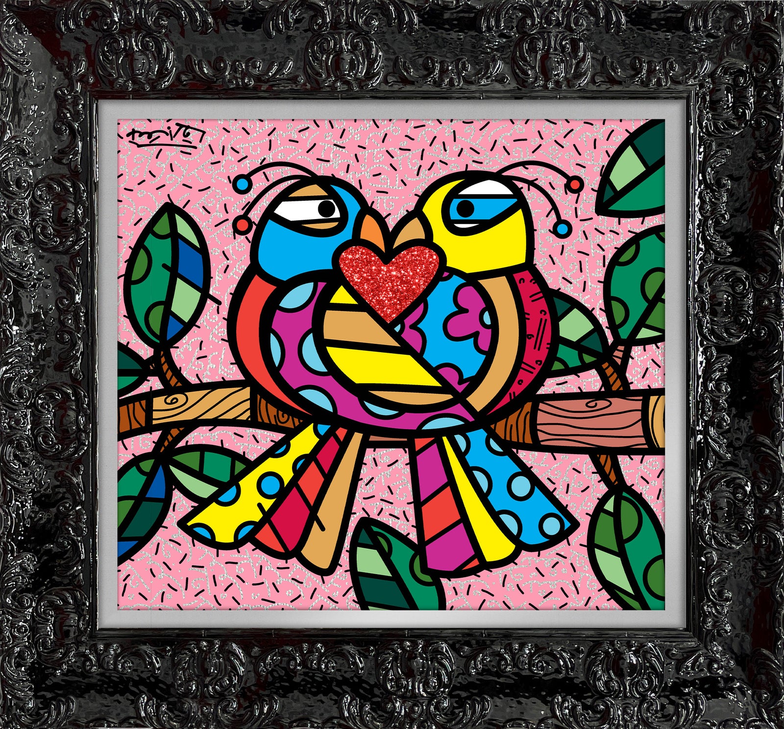 modern pop art love birds pink limited edition  vibrant home decor