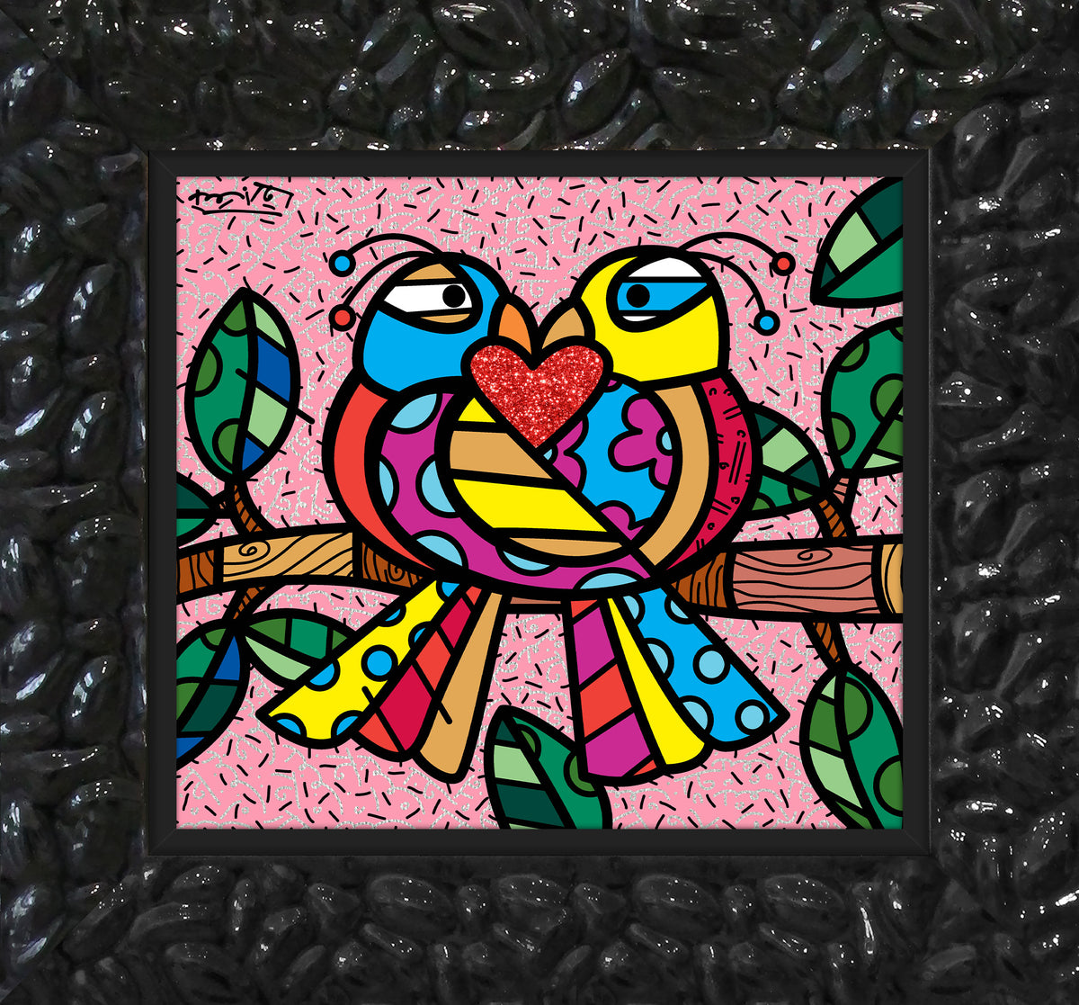 modern pop art love birds pink limited edition  vibrant home decor