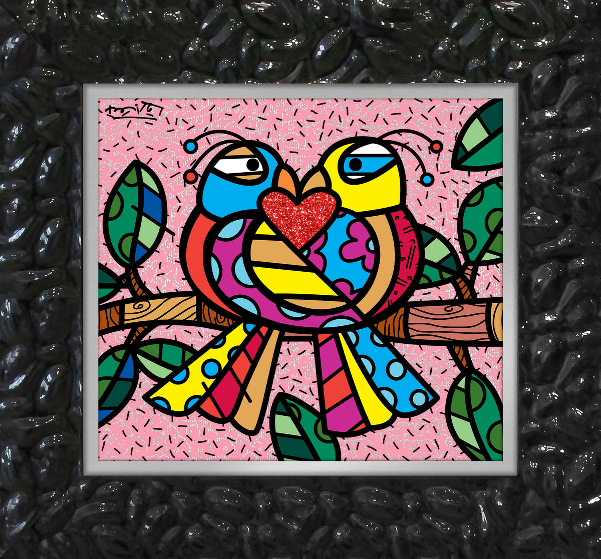 love birds pink limited edition  colorful decorative collectible gift idea