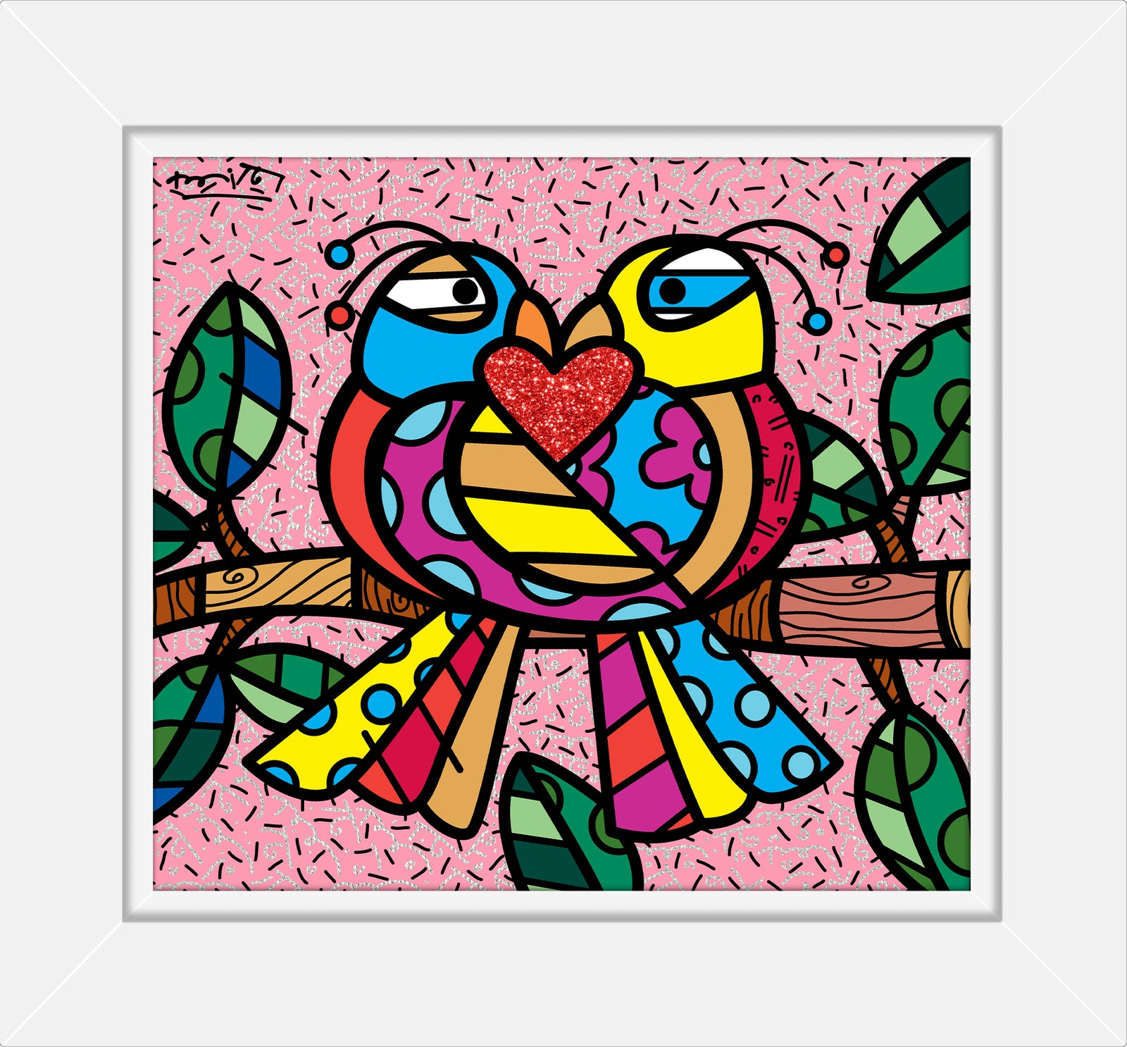 love birds pink limited edition  colorful decorative collectible gift idea