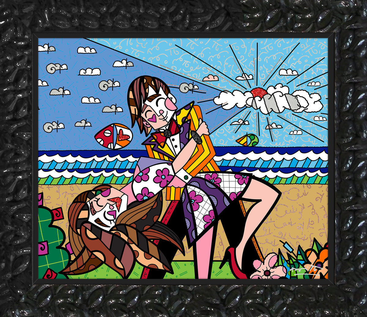 Romero Britto true love limited edition print  colorful pop art design
