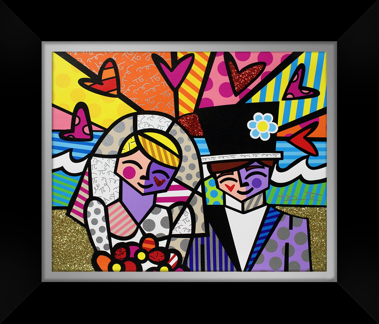 Romero Britto honeymoon at sea limited edition  contemporary pop art piece