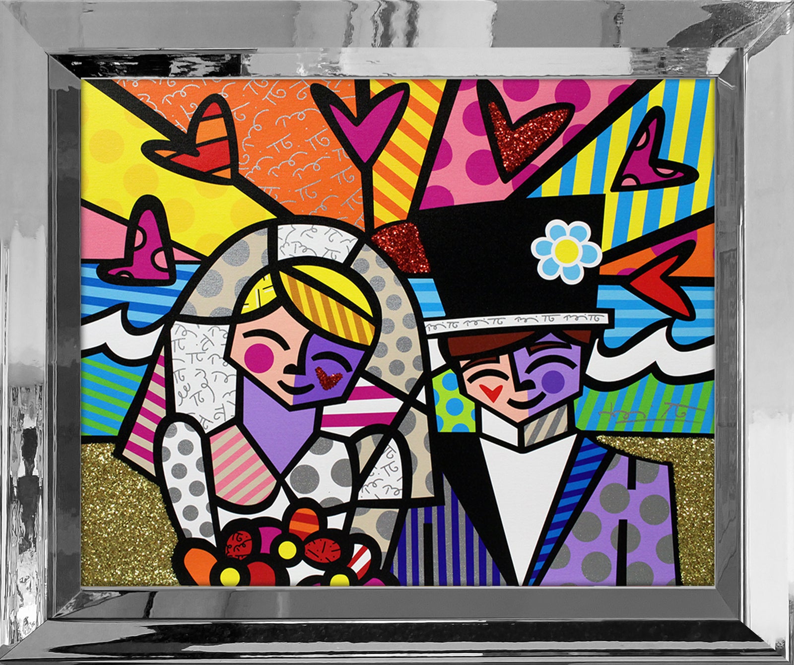 Romero Britto honeymoon at sea limited edition  contemporary pop art piece