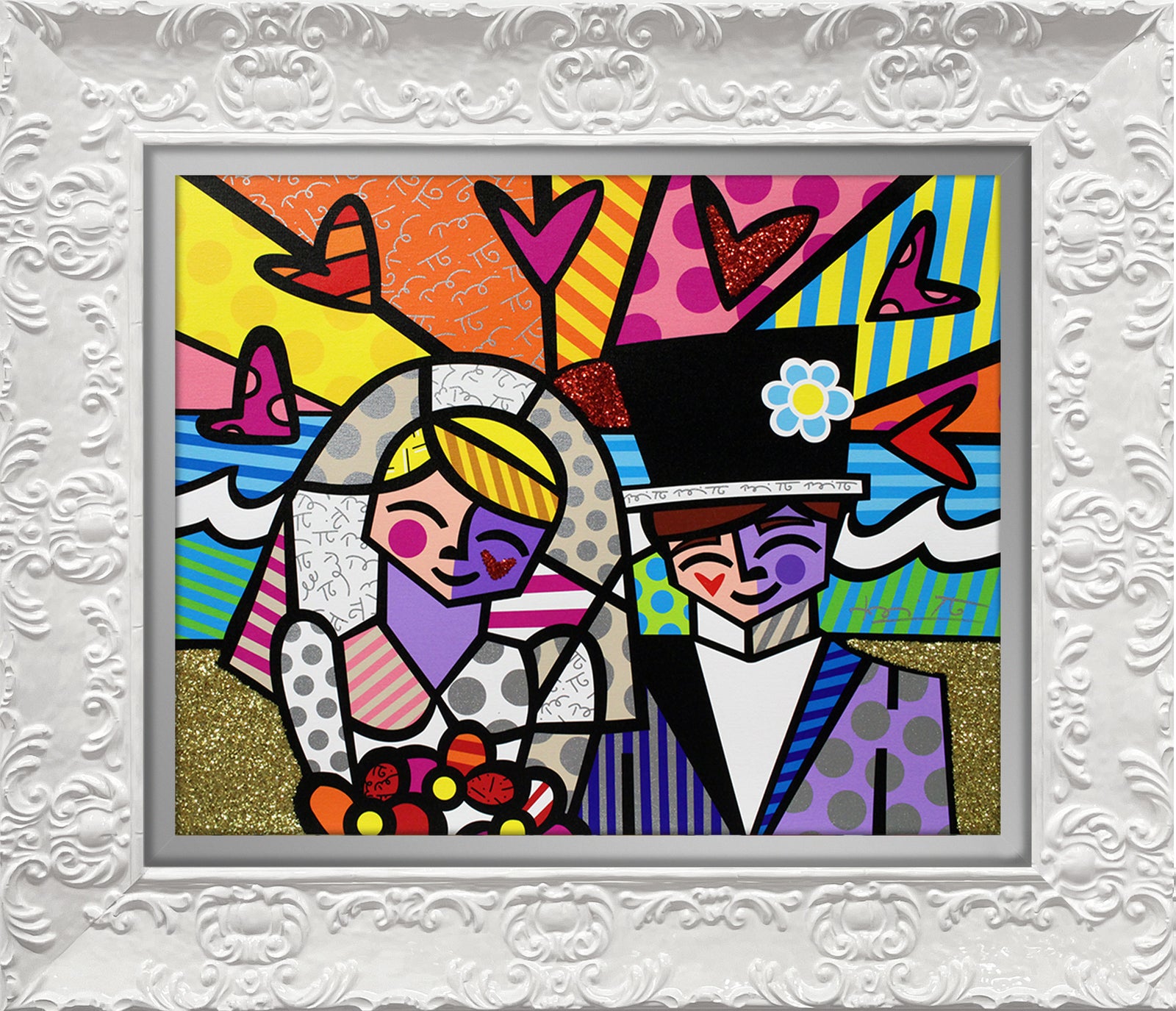 Romero Britto honeymoon at sea limited edition  contemporary pop art piece