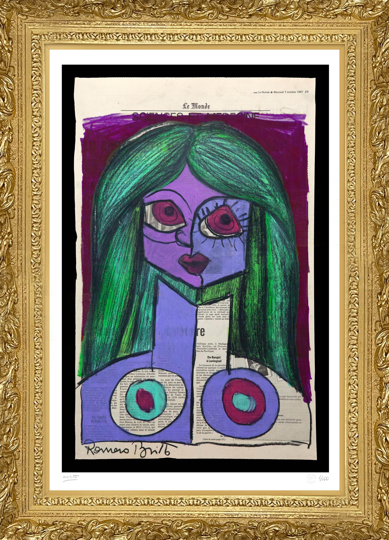 Romero Britto paris limited edition print  contemporary pop art piece