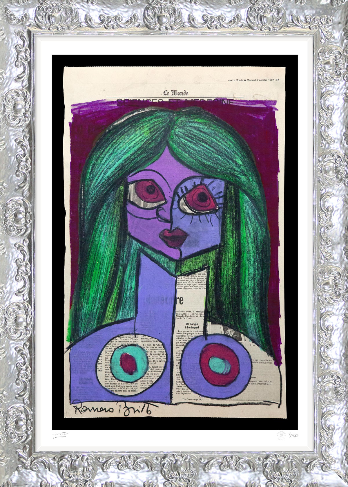 Romero Britto paris limited edition print  colorful pop art design