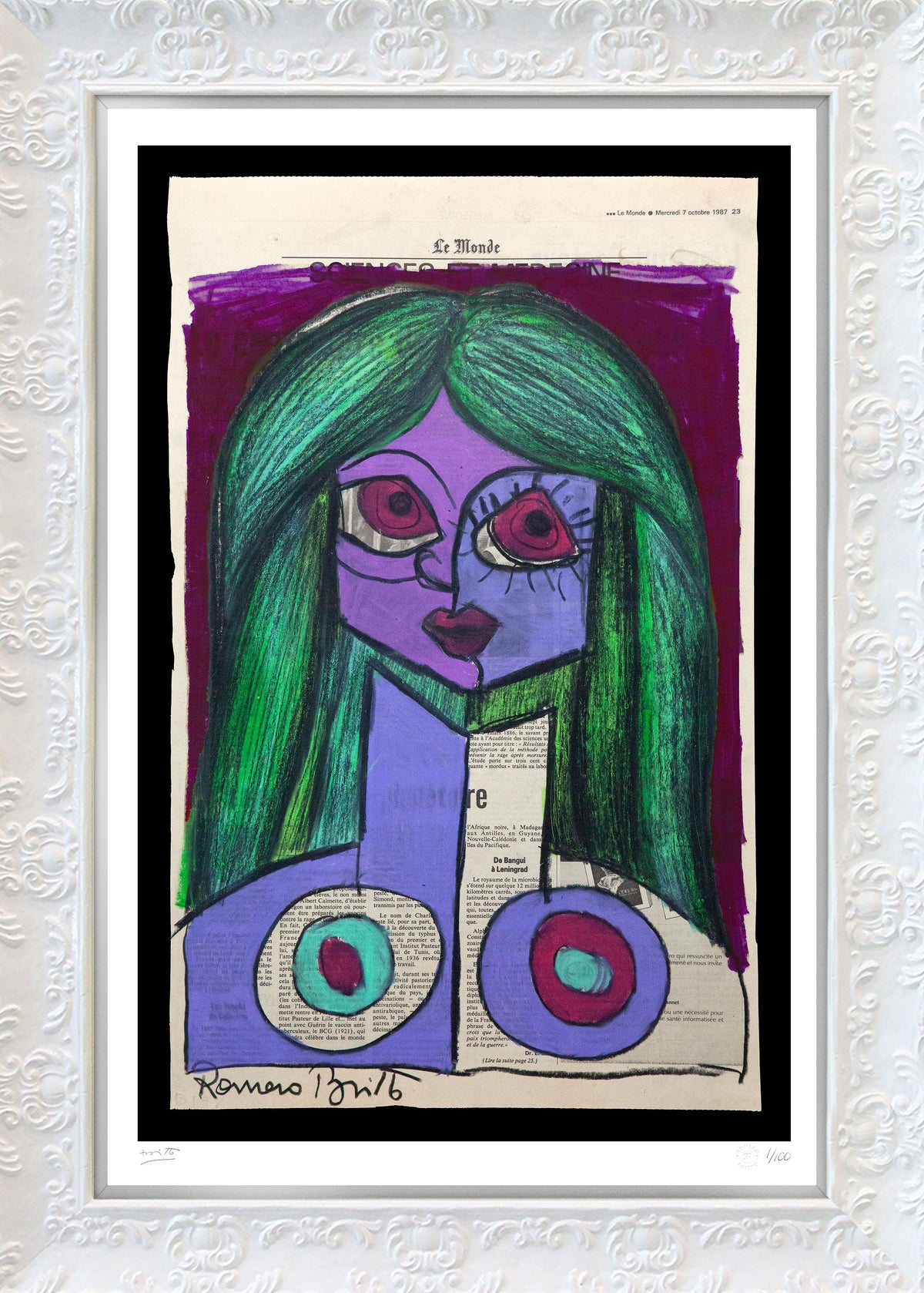 Romero Britto paris limited edition print  contemporary pop art piece