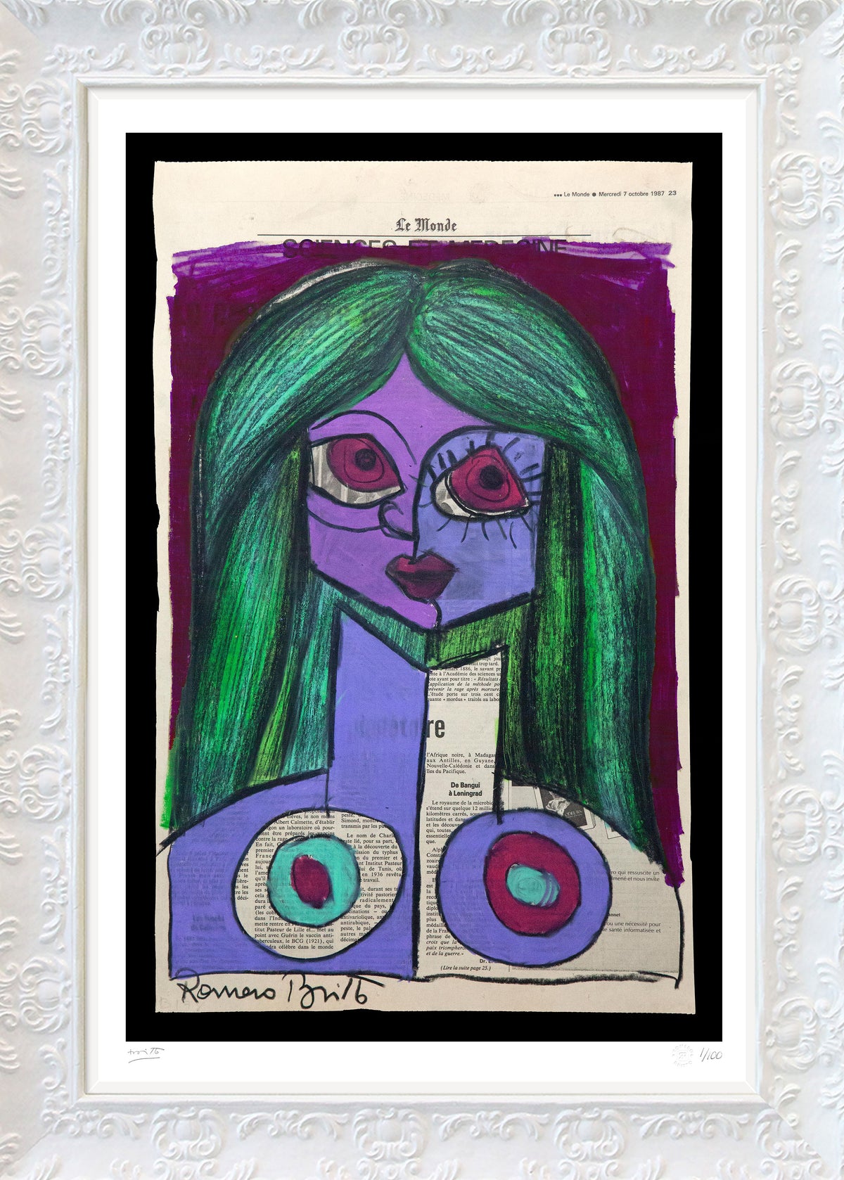 Romero Britto paris limited edition print  colorful pop art design