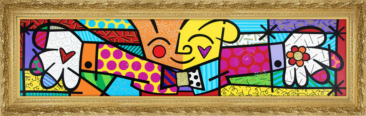 Romero Britto the hug limited edition print  contemporary pop art piece