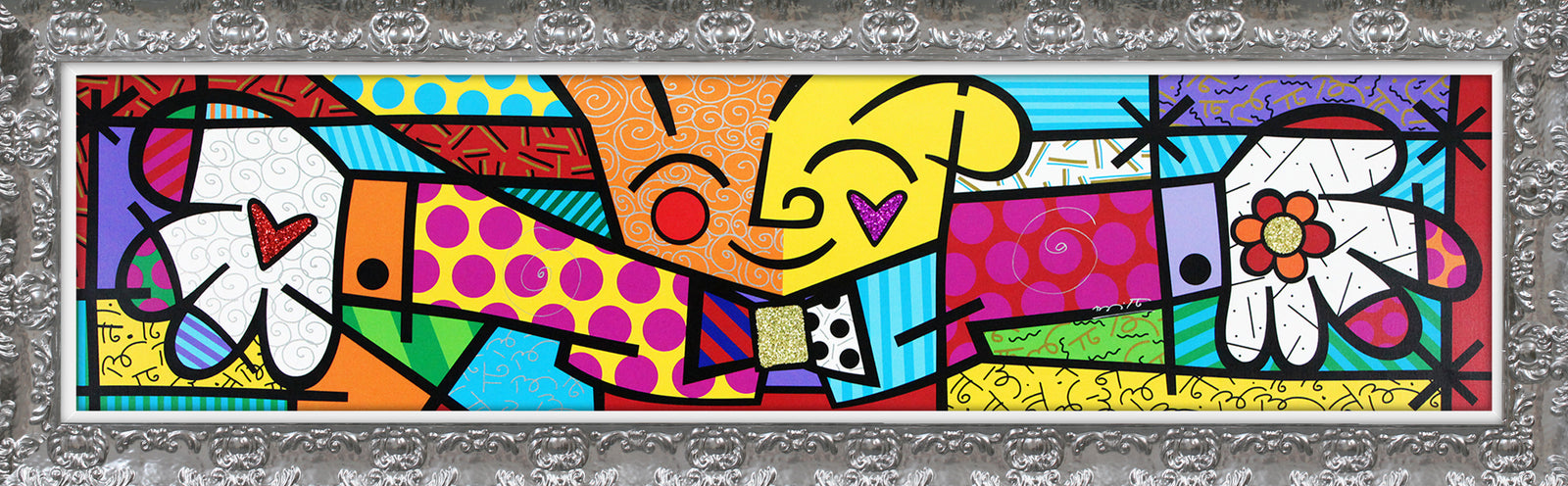 Romero Britto the hug limited edition print  colorful pop art design