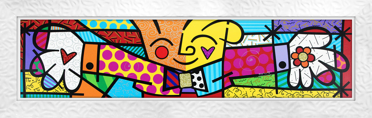Romero Britto the hug limited edition print  colorful pop art design