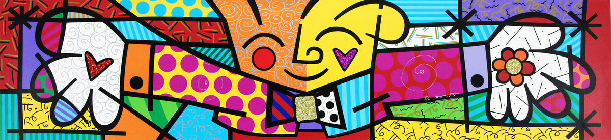 Romero Britto the hug limited edition print  colorful pop art design