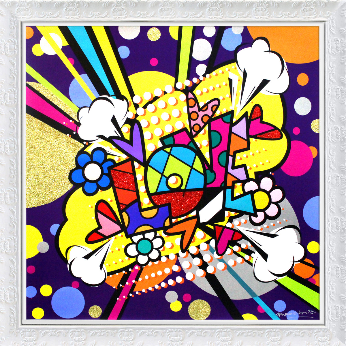 Romero Britto big bang everything limited edition  contemporary pop art piece