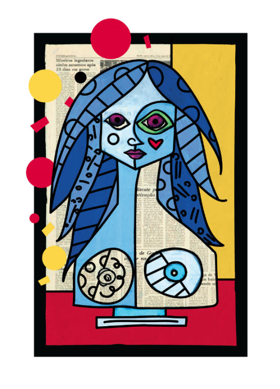 Romero Britto blue red yellow limited edition  colorful pop art design