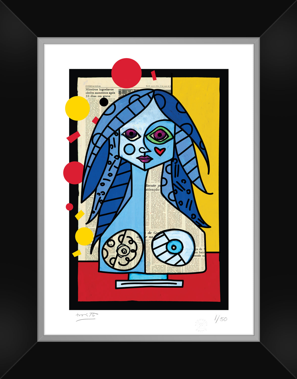 modern pop art blue red yellow limited edition  vibrant home decor