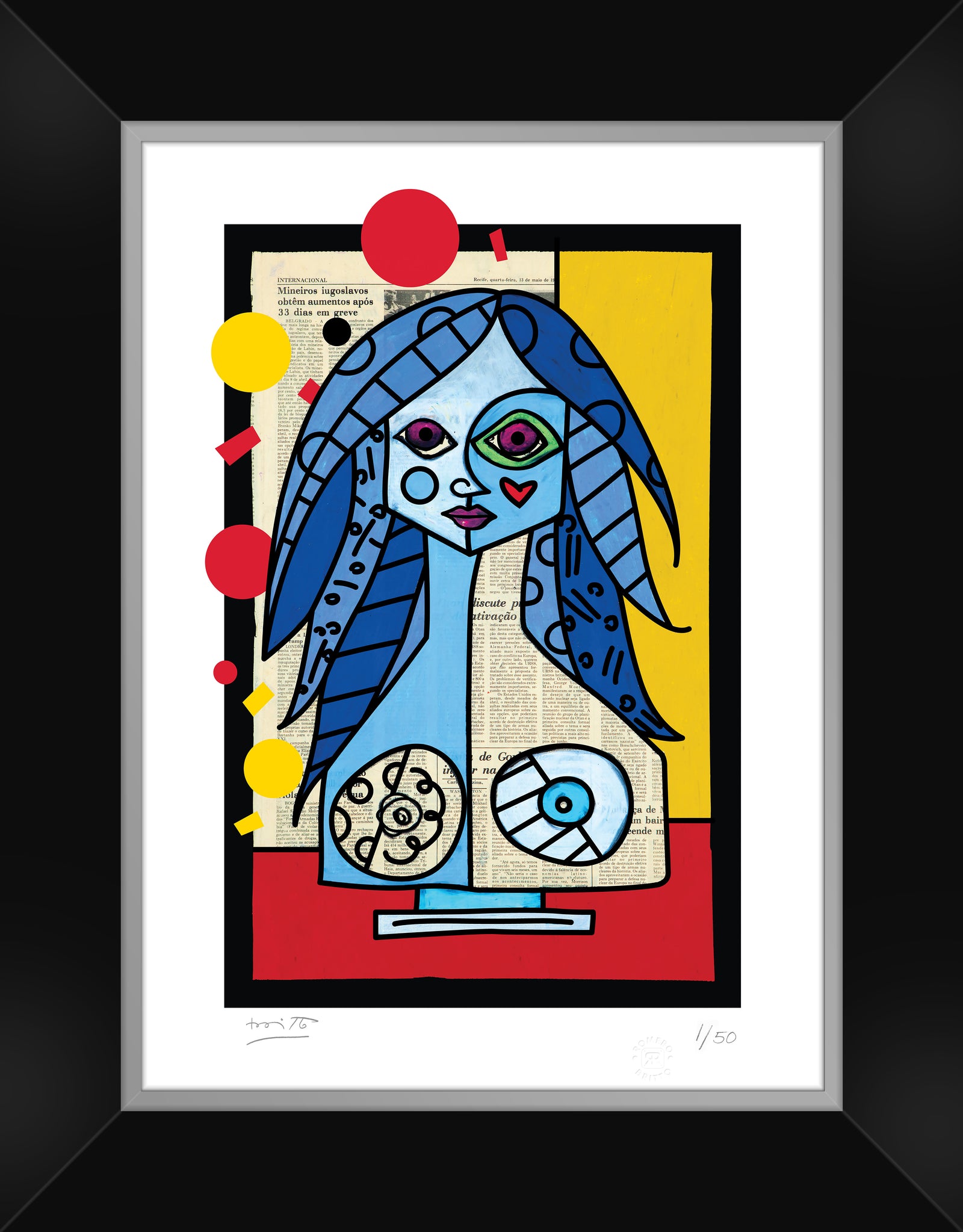 modern pop art blue red yellow limited edition  vibrant home decor