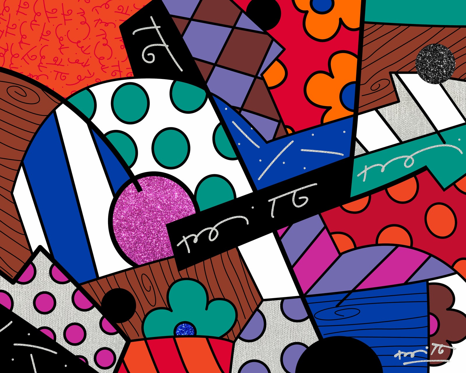 Romero Britto jazz limited edition print  colorful pop art design