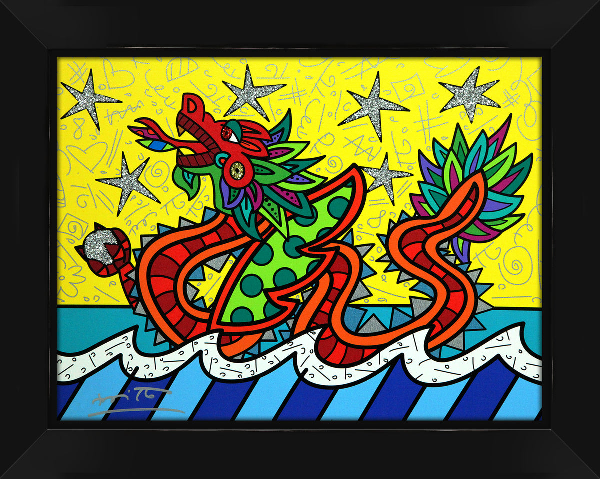 Romero Britto good fortune limited edition print  colorful pop art design