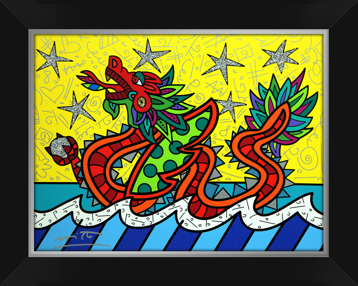 Romero Britto good fortune limited edition print  contemporary pop art piece