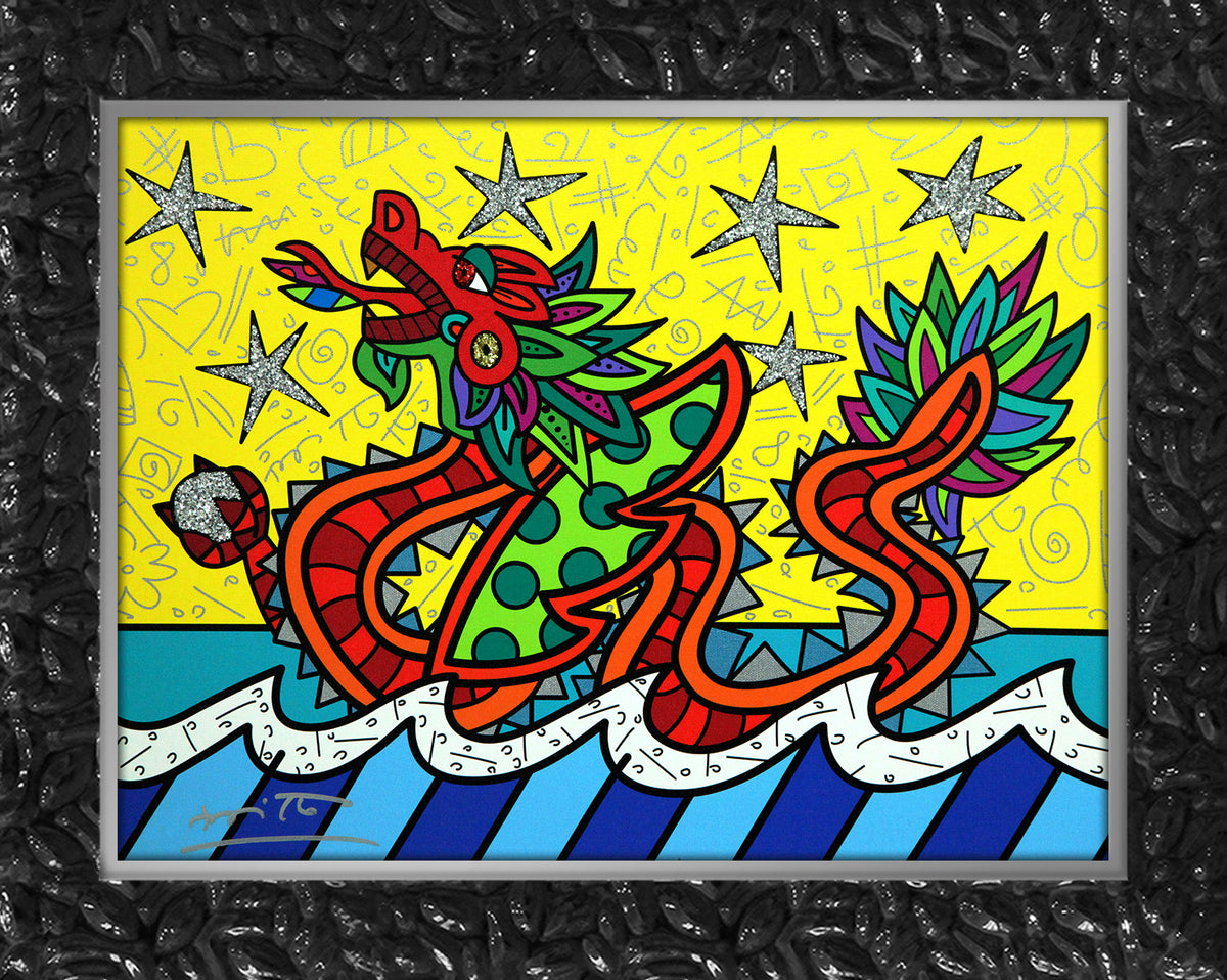 Romero Britto good fortune limited edition print  contemporary pop art piece