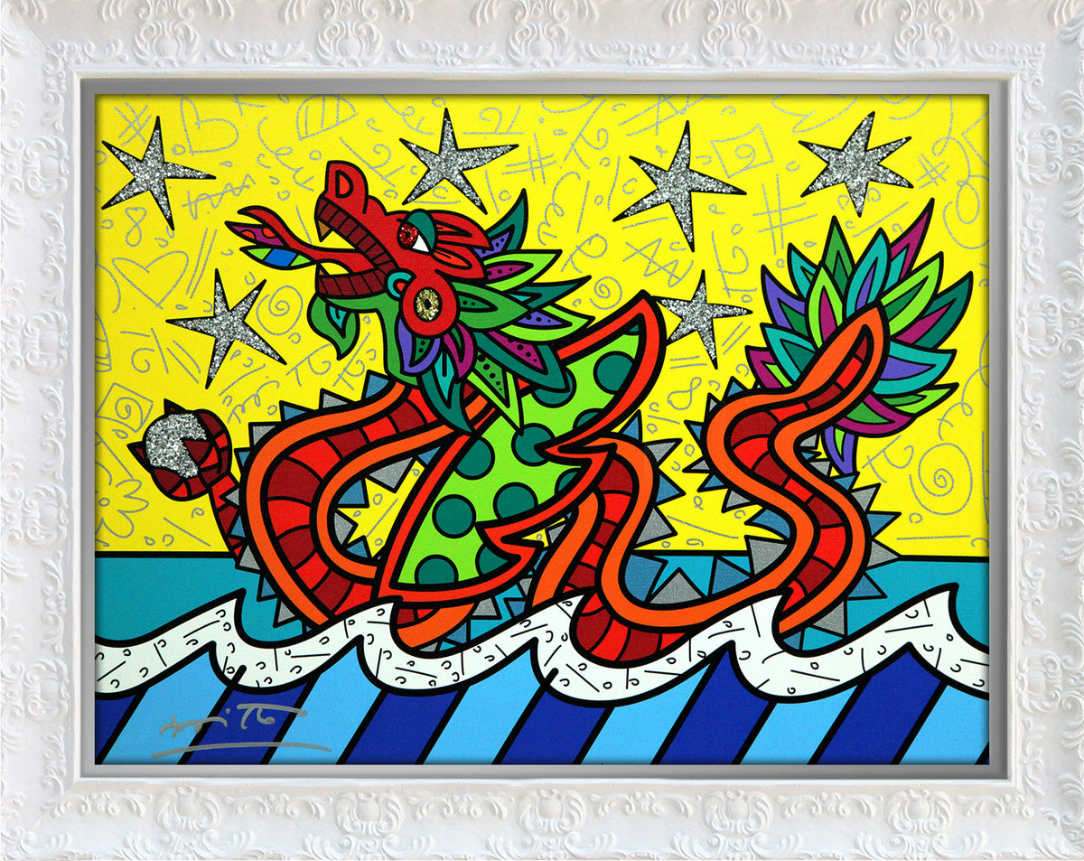 Romero Britto good fortune limited edition print  colorful pop art design