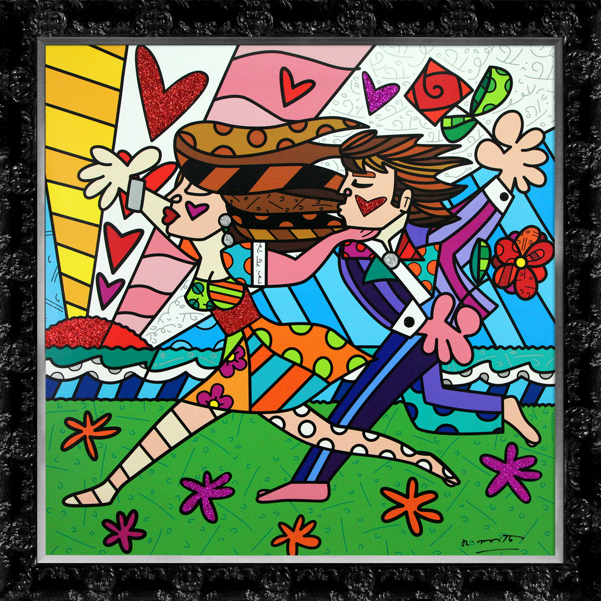 Romero Britto freedom of love limited edition  contemporary pop art piece