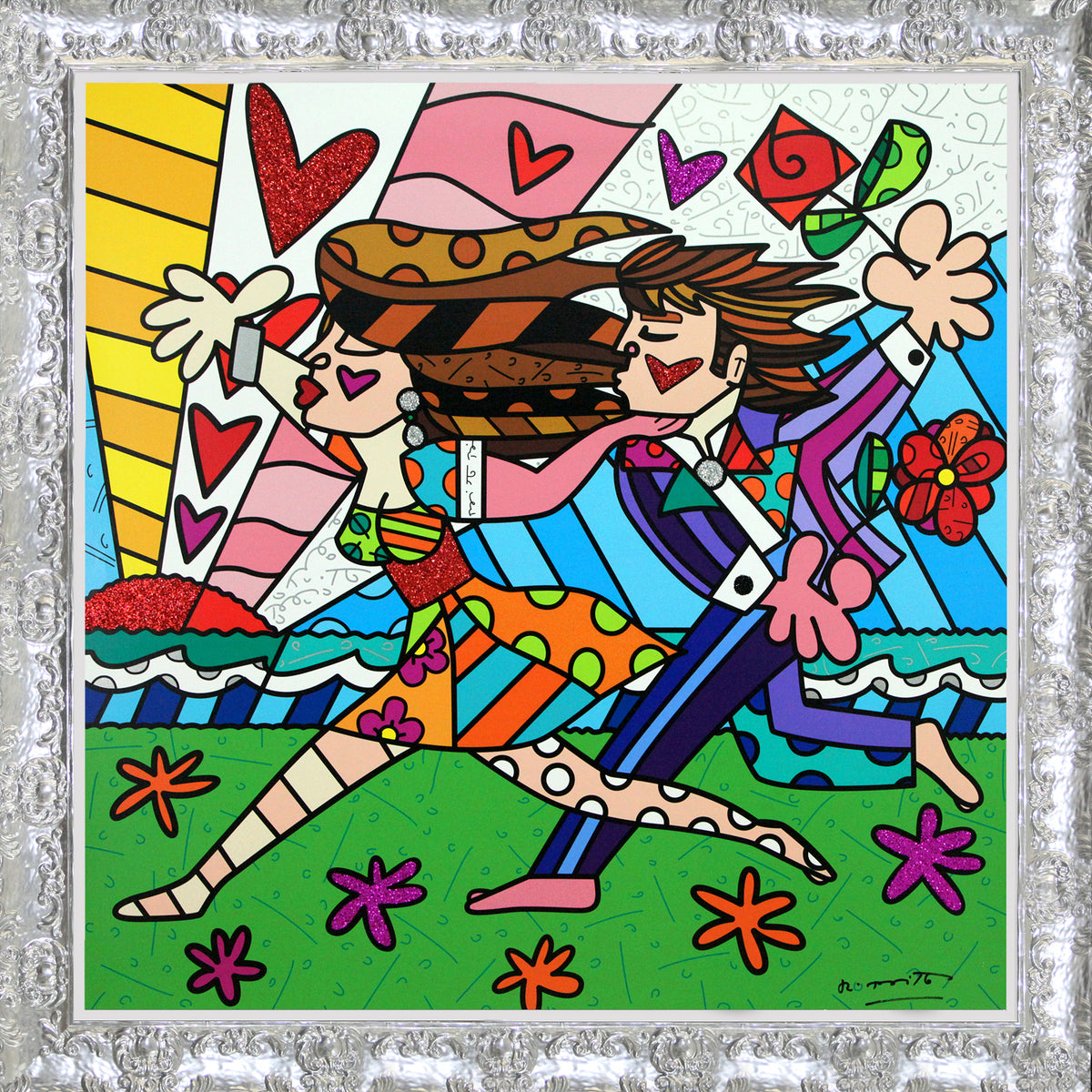 Romero Britto freedom of love limited edition  contemporary pop art piece