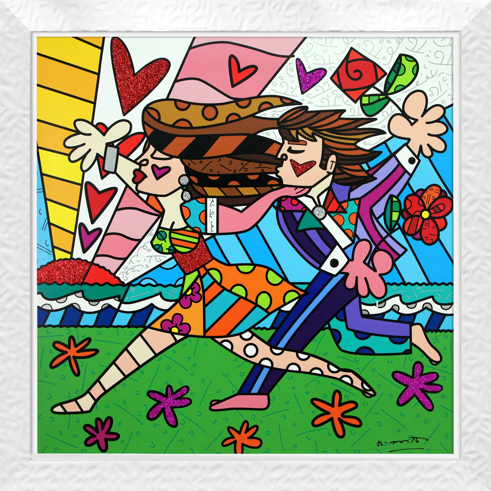 Romero Britto freedom of love limited edition  contemporary pop art piece