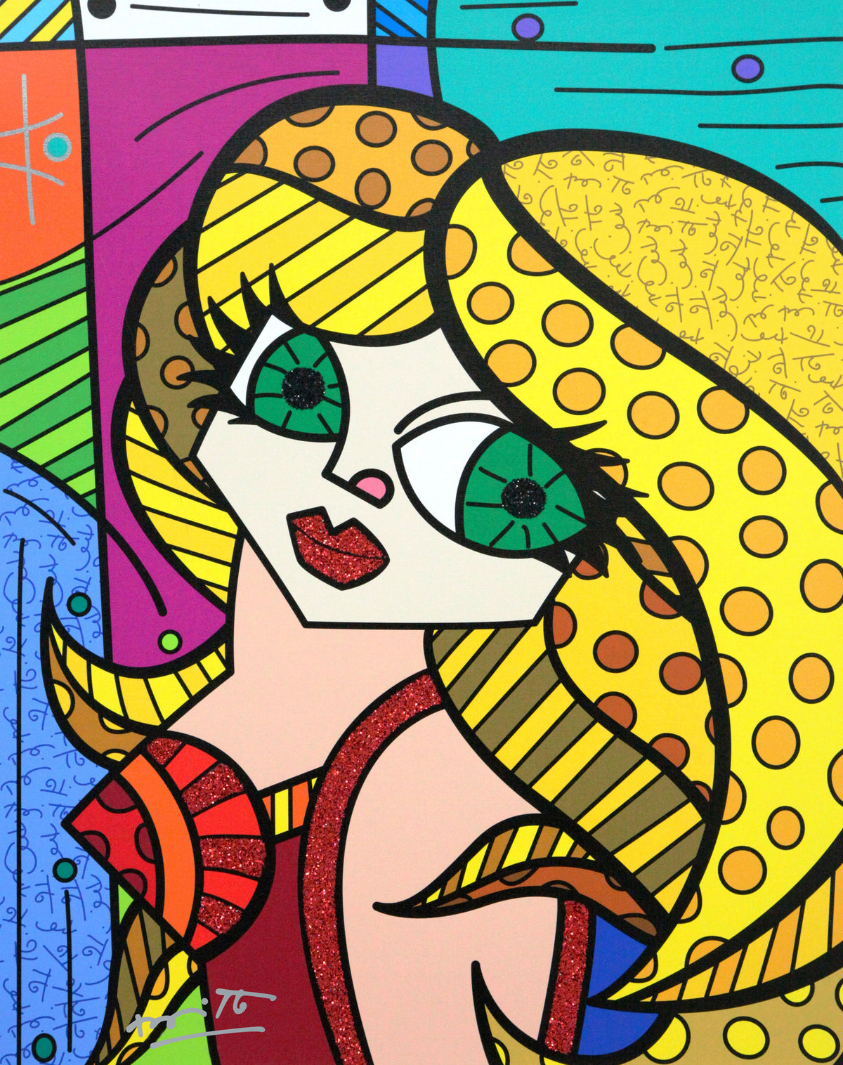 Romero Britto muse limited edition print online  colorful pop art design