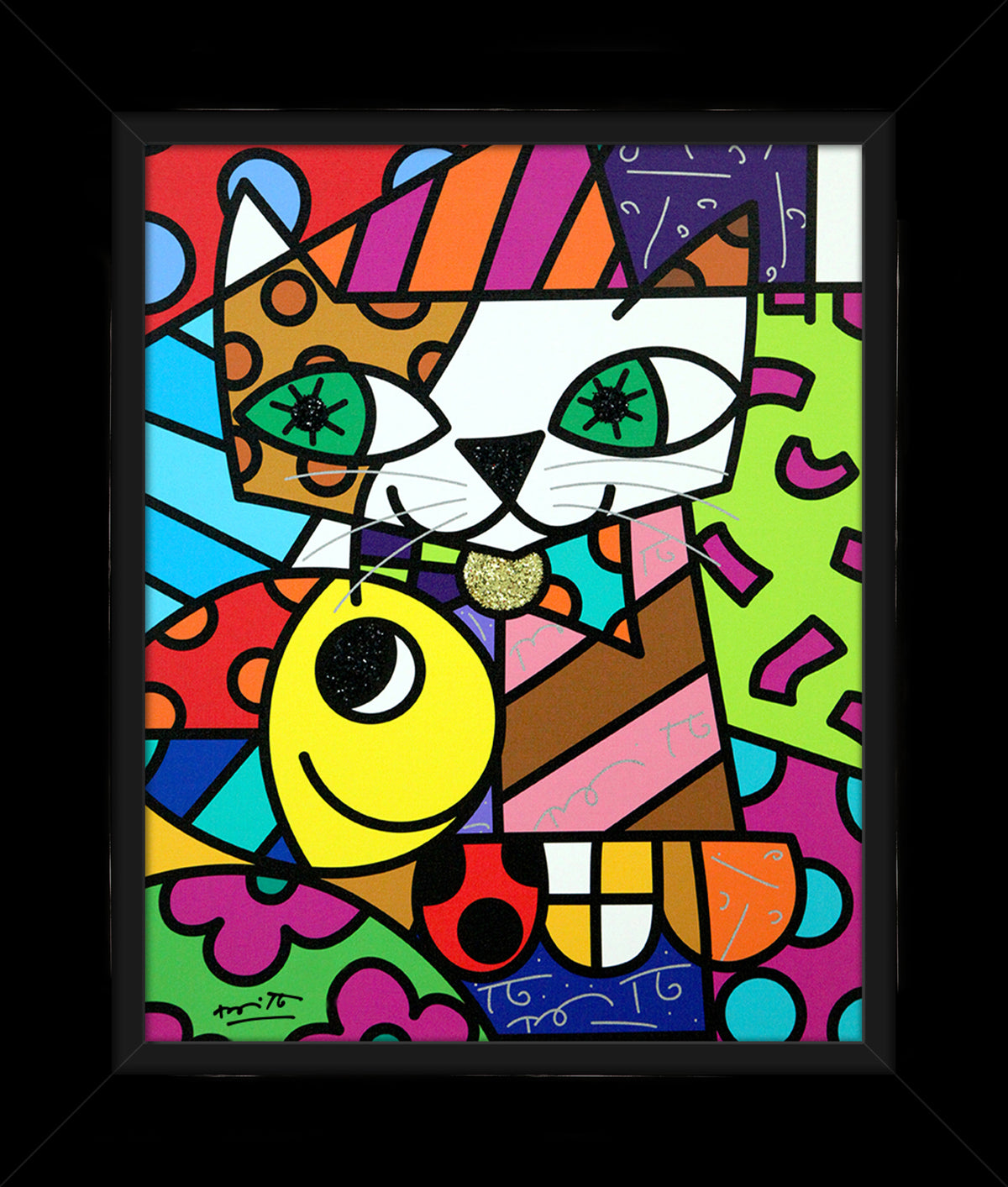 Romero Britto sam yellow limited edition print  colorful pop art design