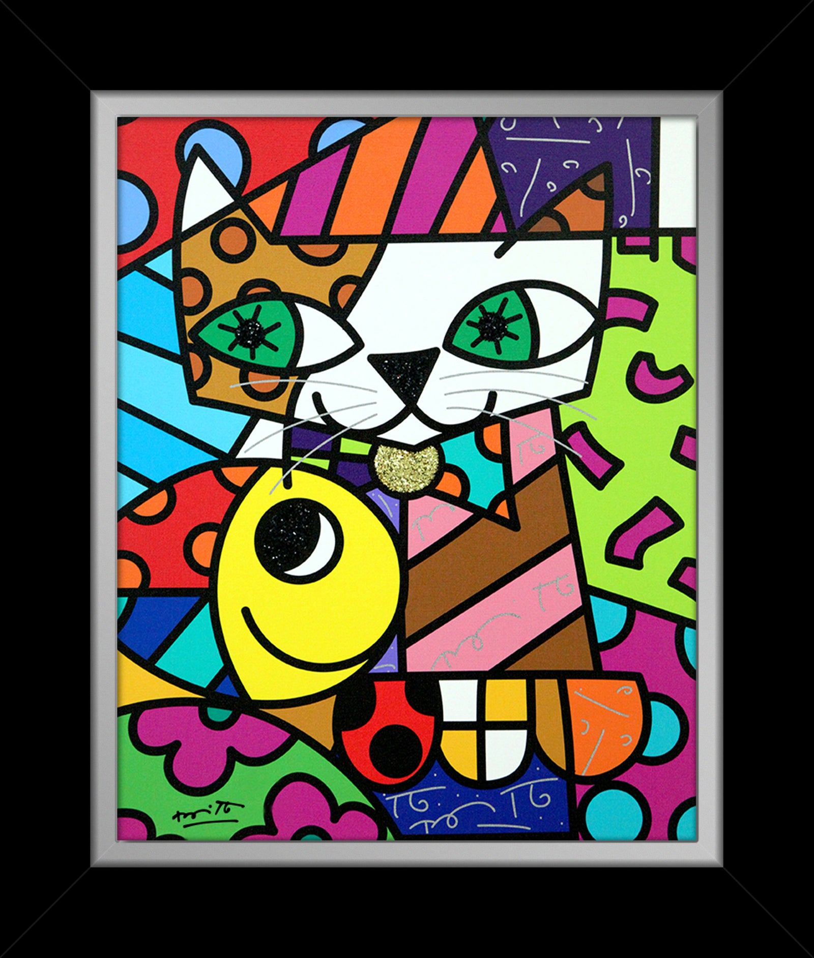 Romero Britto sam yellow limited edition print  contemporary pop art piece