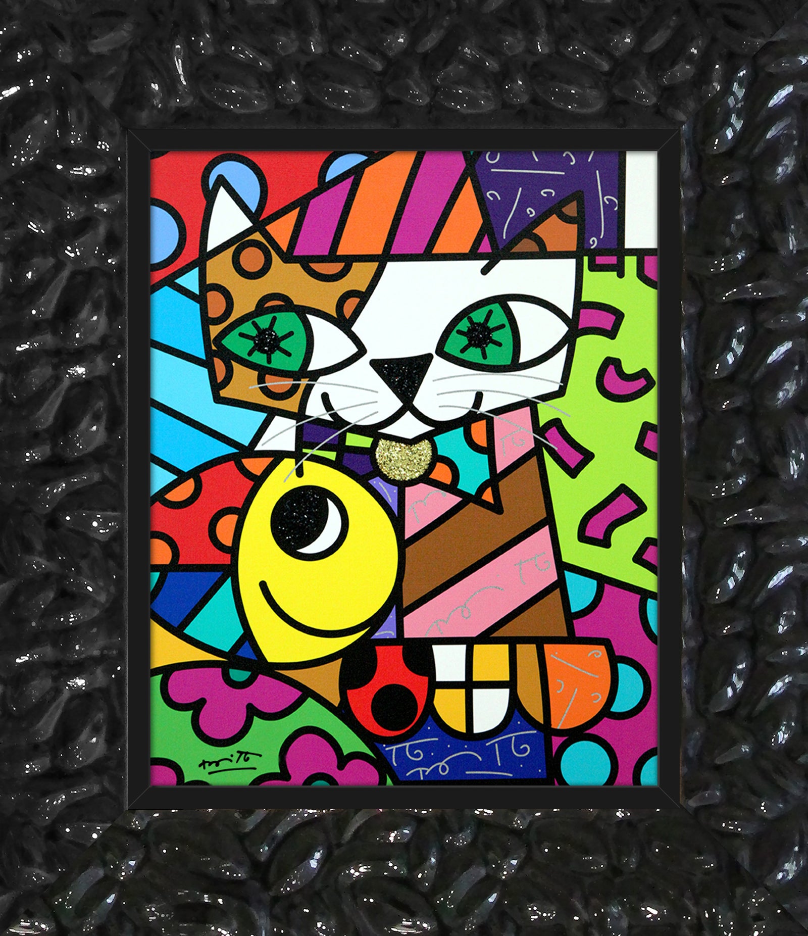 Romero Britto sam yellow limited edition print  colorful pop art design