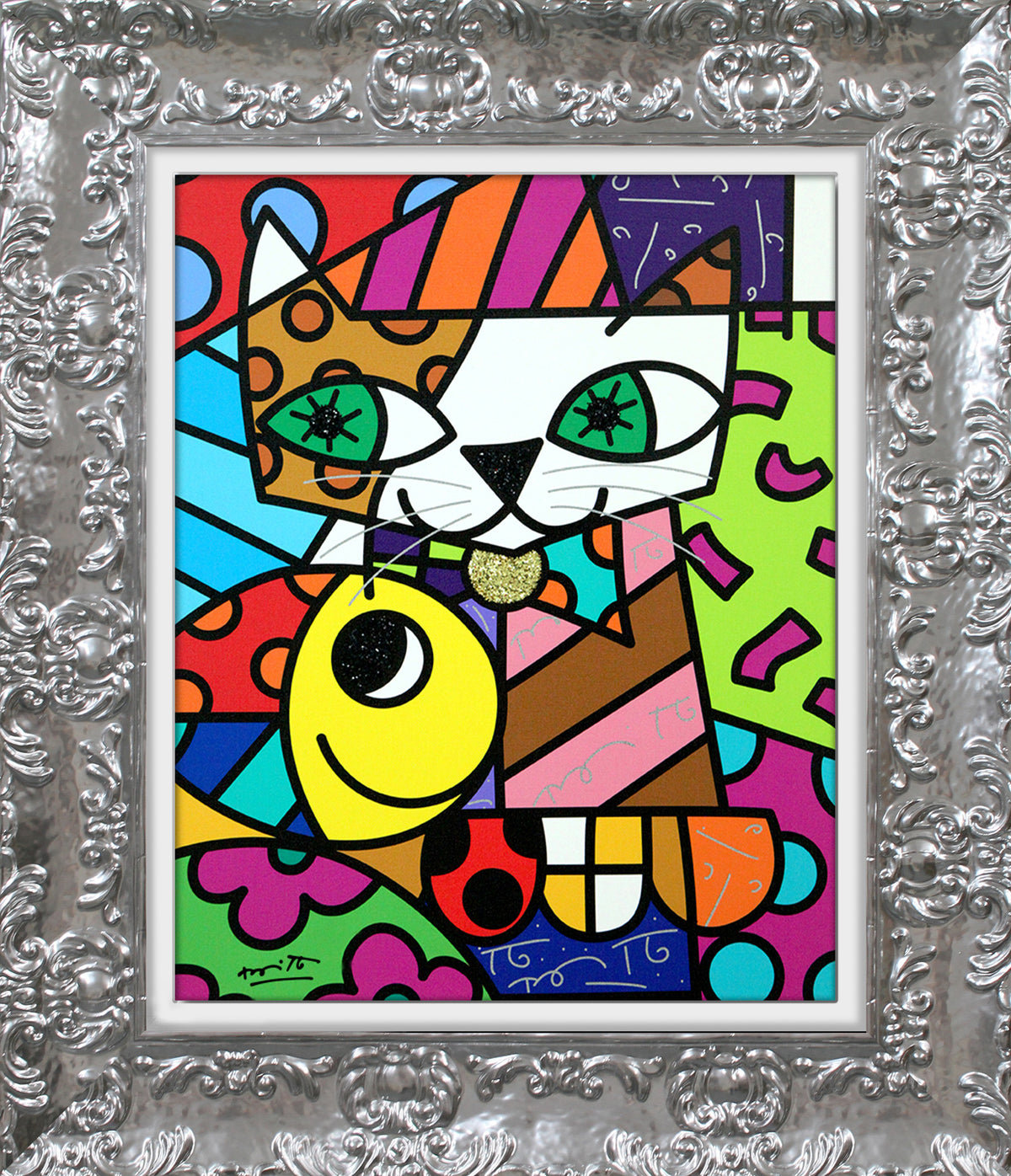 Romero Britto sam yellow limited edition print  contemporary pop art piece