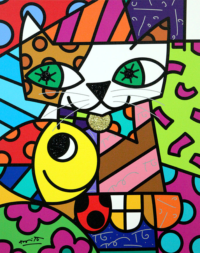 Romero Britto sam yellow limited edition print  colorful pop art design