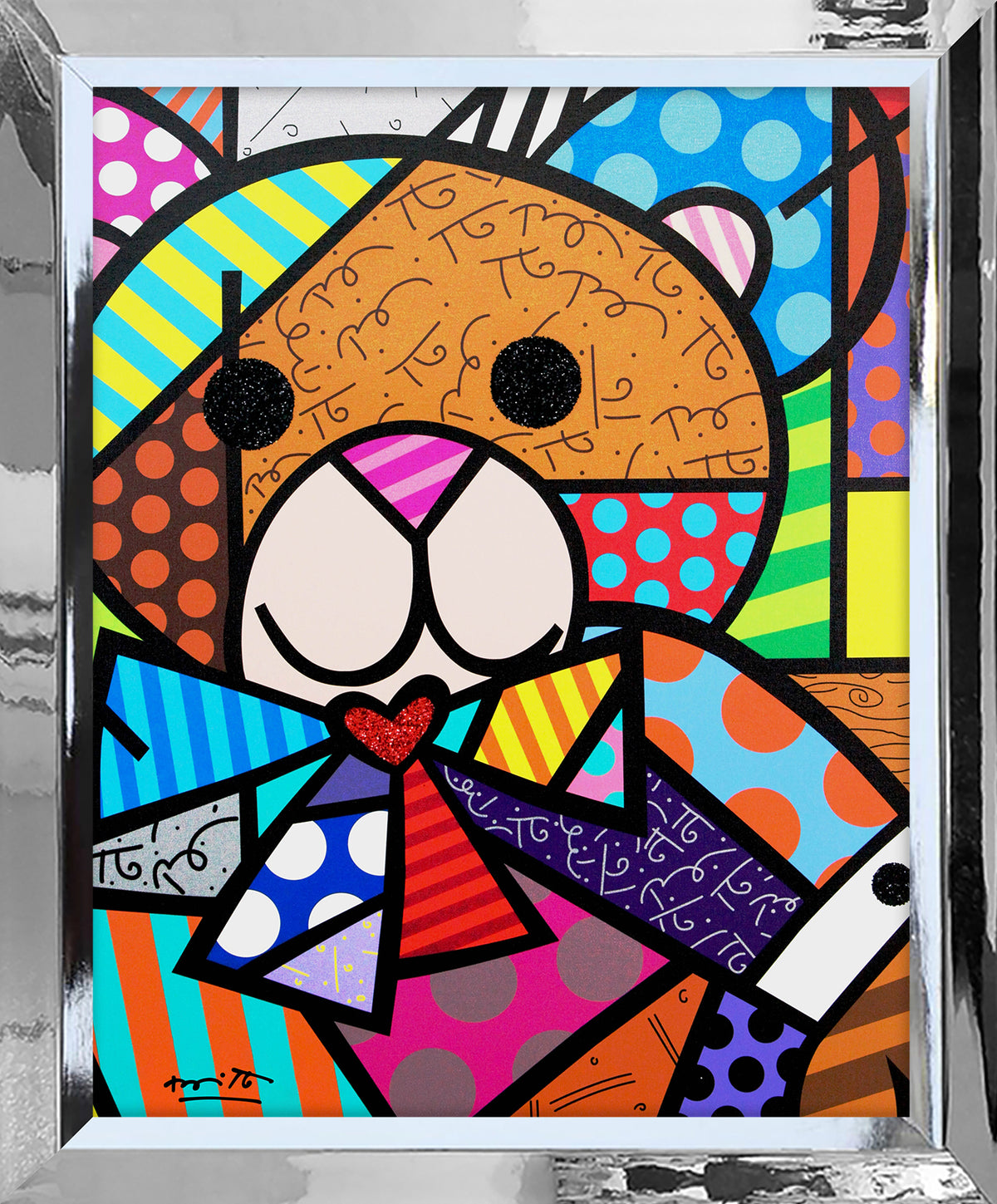 BRITTO Love Bear ハート マルチカラー 2ND EDITION Britto Limited Edition Bear Figurine: LOVE - Artreco